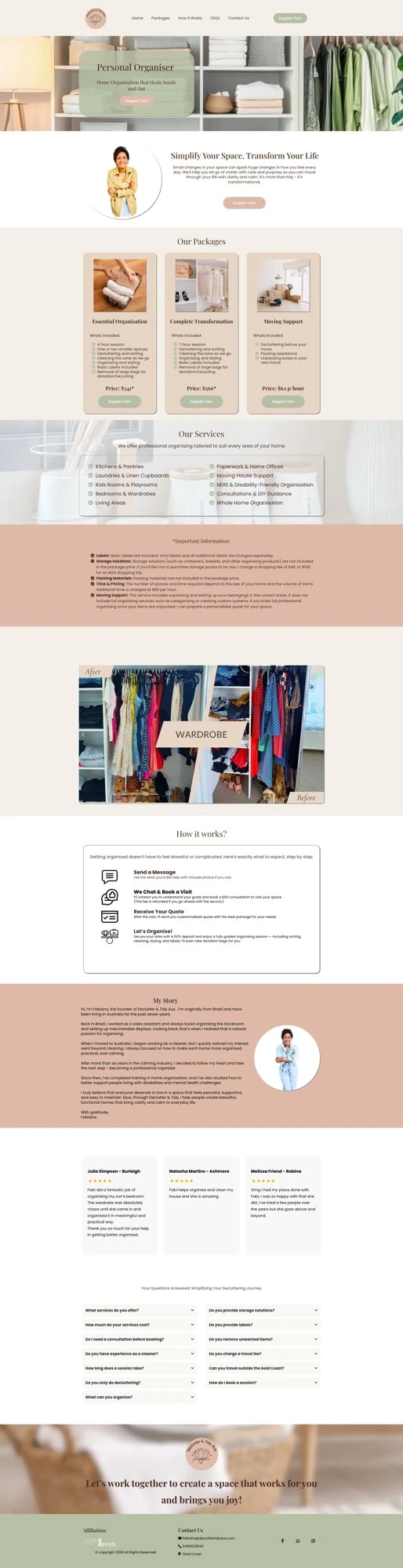 Declutter & Tidy professional organising website